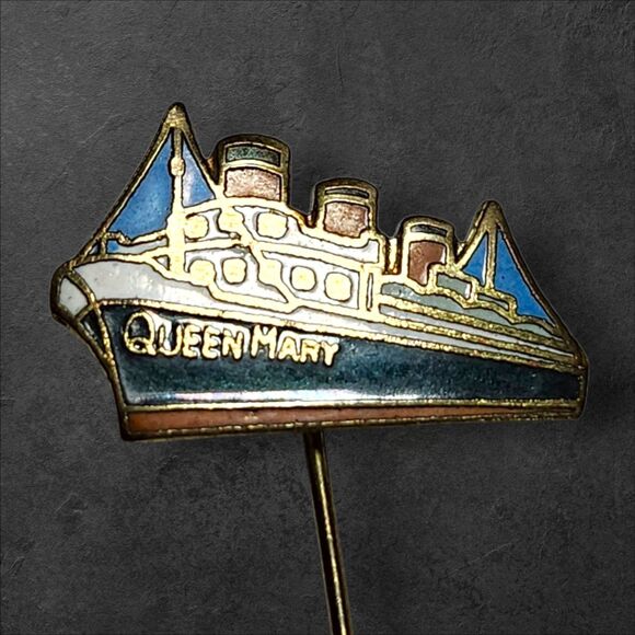Vintage Queen Mary Enamel Stick Pin Haunted Ocean Liner Souvenir 1950s–70s Boat - Picture 3 of 5